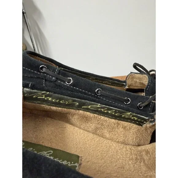 Vtg Y2K Eddie Bauer Women’s 9 Black Suede Wedge Heel Moccasins Loafers - Picture 6 of 7